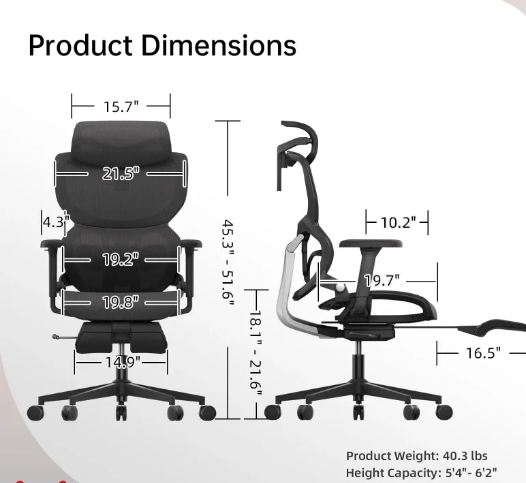 Ergonomisk kontorsstol med fotstöd