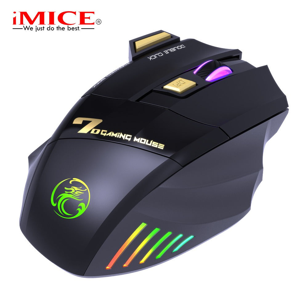 Souris gaming RVB sans fil, ergonomique et rechargeable