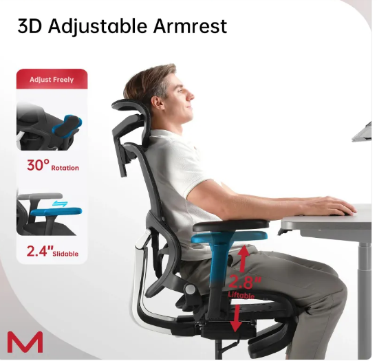 Ergonomisk kontorsstol med fotstöd